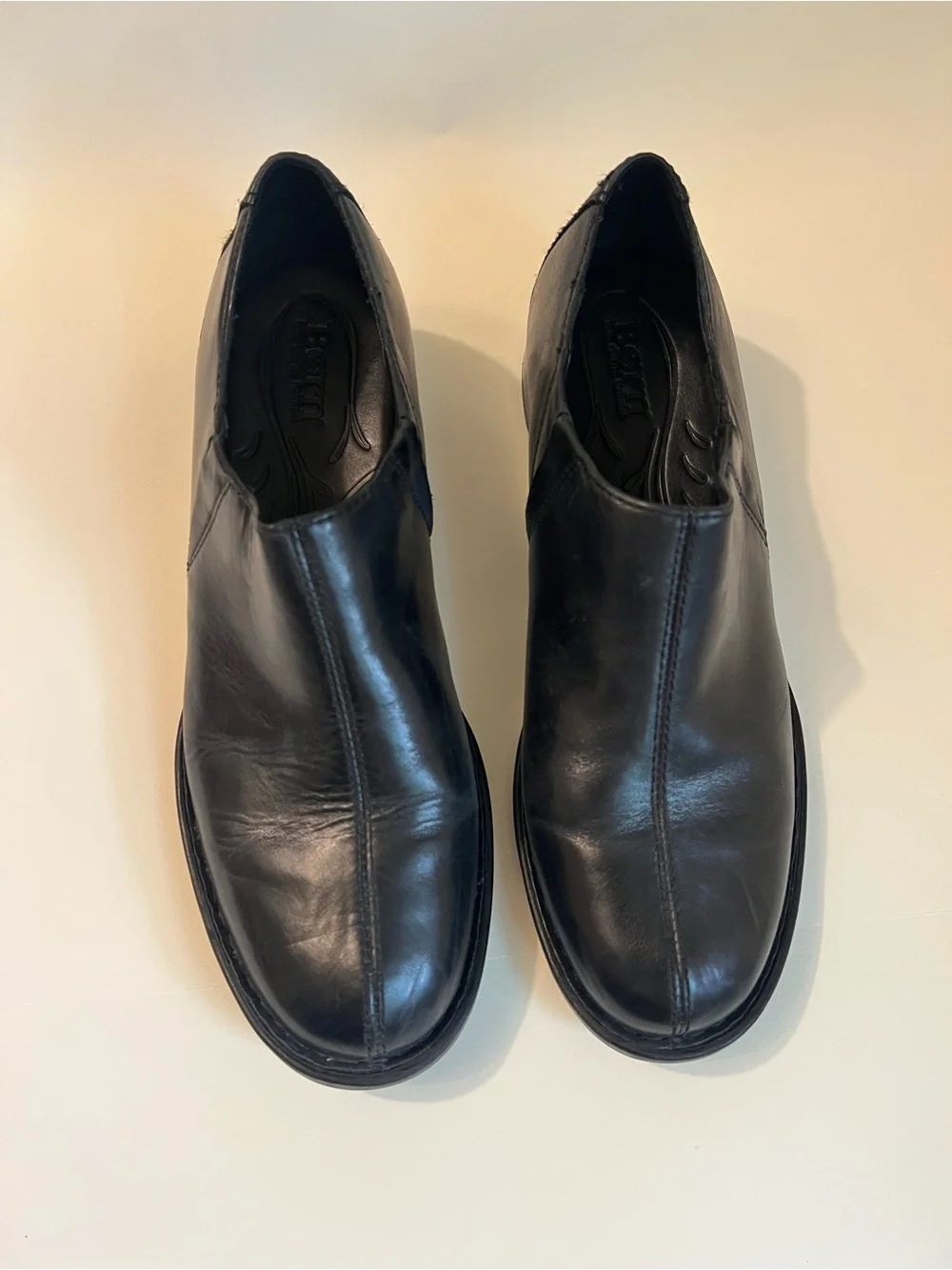 Born Black Leather Slip-On Woman’s Loafer Low Boot Shoes Size 9